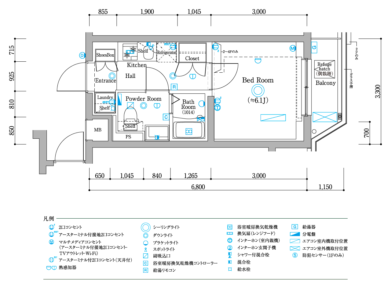 B2type 2～4階 間取り